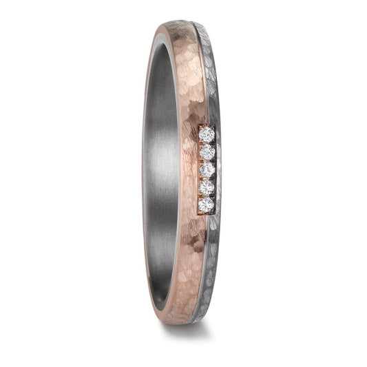 Partnergyűrű 999 tantál, 585/14 K rozé arany Gyémánt 0.035 ct, w-si