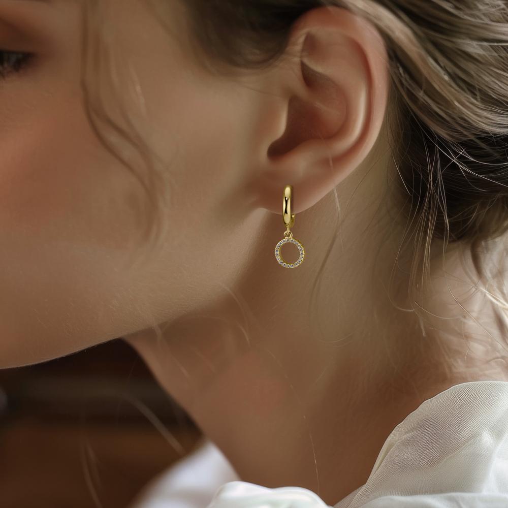 Patentzáras karika fülbevalók Ezüst Cirkónia aranyozott