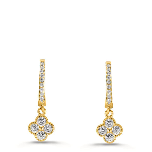 Függő fülbevaló Ezüst Cirkónia aranyozott Virág