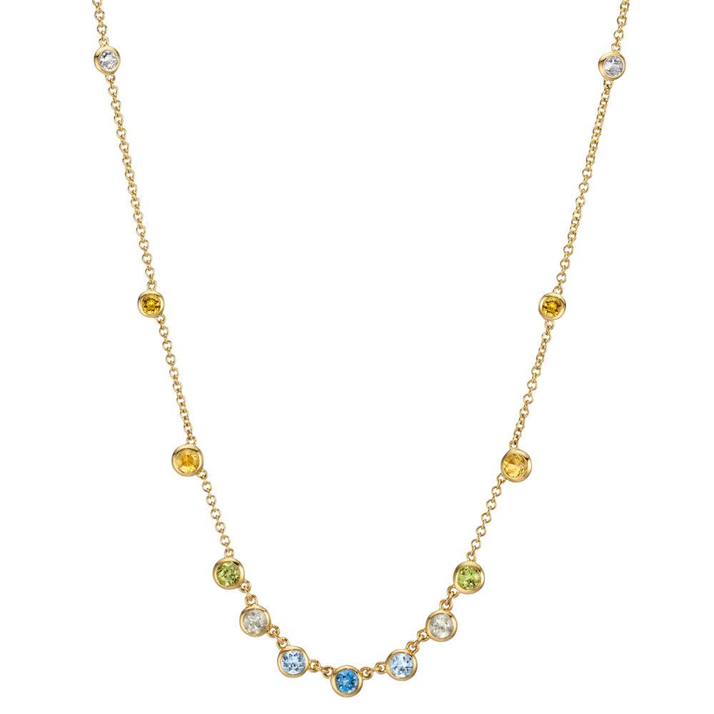 Nyakékek 750/18 K sárga arany Citrin 0.20 ct, 2 Kövek, Ametiszt Zöld, 0.30 ct, 4 Kövek, Peridot 0.13 ct, 2 Kövek, Topáz 0.43 ct, 3 Kövek, Kvarc 0.12 ct, 2 Kövek 40-45 cm