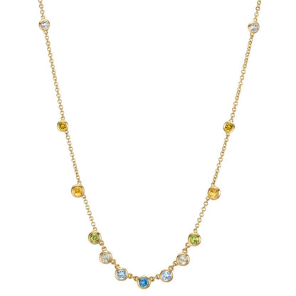 Nyakékek 750/18 K sárga arany Citrin 0.20 ct, 2 Kövek, Ametiszt Zöld, 0.30 ct, 4 Kövek, Peridot 0.13 ct, 2 Kövek, Topáz 0.43 ct, 3 Kövek, Kvarc 0.12 ct, 2 Kövek 40-45 cm