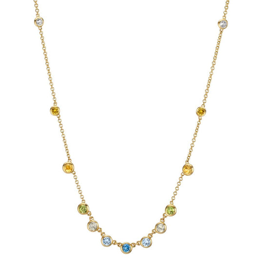 Nyakékek 750/18 K sárga arany Citrin 0.20 ct, 2 Kövek, Ametiszt Zöld, 0.30 ct, 4 Kövek, Peridot 0.13 ct, 2 Kövek, Topáz 0.43 ct, 3 Kövek, Kvarc 0.12 ct, 2 Kövek 40-45 cm