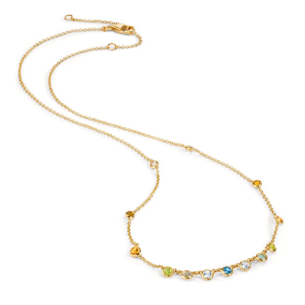Nyakékek 750/18 K sárga arany Citrin 0.20 ct, 2 Kövek, Ametiszt Zöld, 0.30 ct, 4 Kövek, Peridot 0.13 ct, 2 Kövek, Topáz 0.43 ct, 3 Kövek, Kvarc 0.12 ct, 2 Kövek 40-45 cm