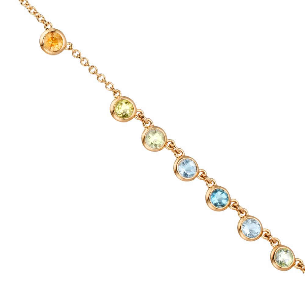 Nyakékek 750/18 K sárga arany Citrin 0.20 ct, 2 Kövek, Ametiszt Zöld, 0.30 ct, 4 Kövek, Peridot 0.13 ct, 2 Kövek, Topáz 0.43 ct, 3 Kövek, Kvarc 0.12 ct, 2 Kövek 40-45 cm