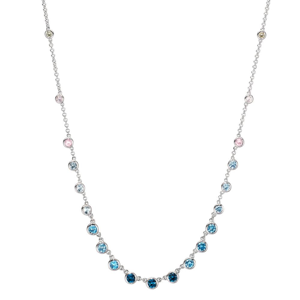 Nyakékek 750/18 K fehér arany Topáz 1.31 ct, 12 Kövek, London kék topáz 0.41 ct, 3 Kövek, Kvarc 0.06 ct, 2 Kövek, Rózsakvarc 0.19 ct, 4 Kövek 40-45 cm