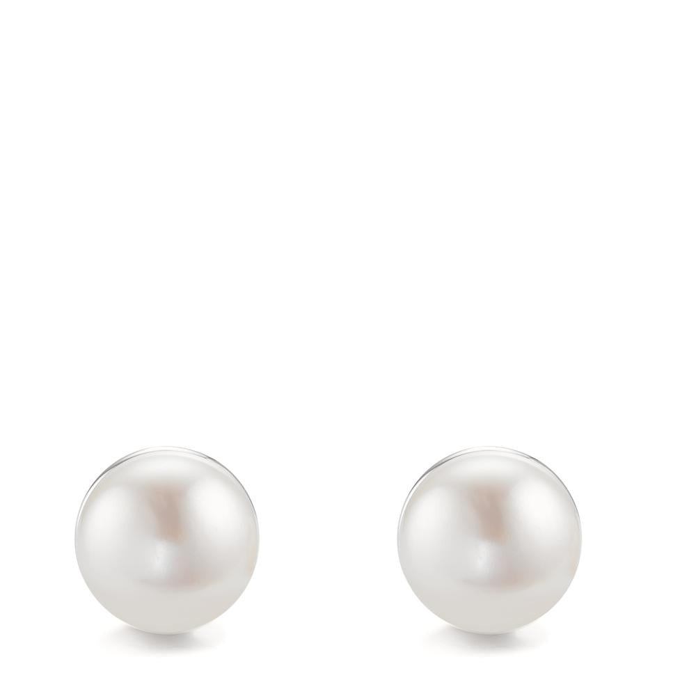 Fülbevaló Ezüst ródiumozott édesvízi tenyésztett gyöngy, 2 Gyöngyök, 11 mm Ø11 mm