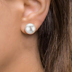Fülbevaló Ezüst ródiumozott édesvízi tenyésztett gyöngy, 2 Gyöngyök, 11 mm Ø11 mm