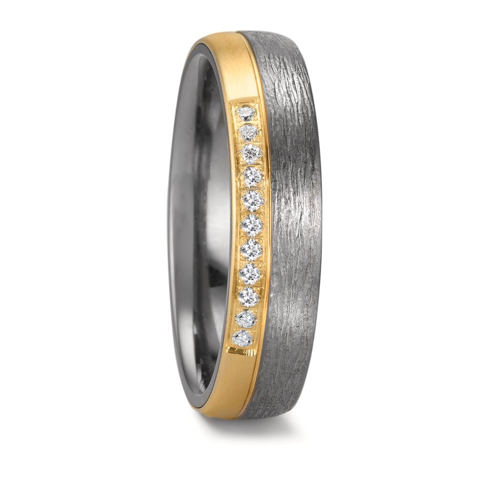 Partnergyűrű 999 tantál, 585/14 K sárga arany Gyémánt 0.11 ct, 11 Kövek, w-si