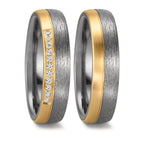 Partnergyűrű 999 tantál, 585/14 K sárga arany Gyémánt 0.11 ct, 11 Kövek, w-si