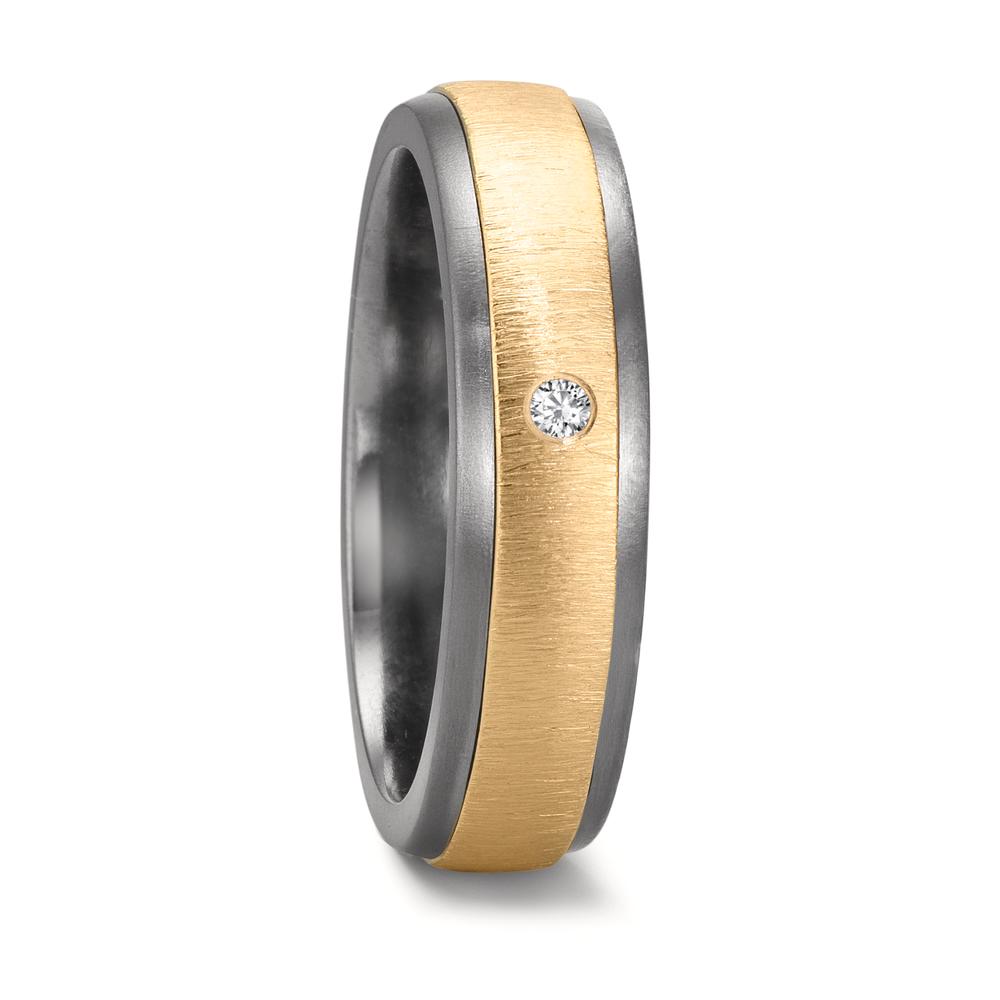 Partnergyűrű 999 tantál, 585/14 K sárga arany Gyémánt 0.03 ct, w-si