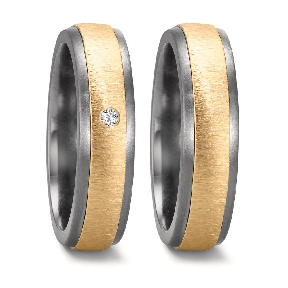 Partnergyűrű 999 tantál, 585/14 K sárga arany Gyémánt 0.03 ct, w-si