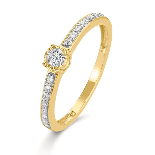 Szoliter gyűrű 375/9 K sárga arany Gyémánt 0.20 ct, 19 Kövek, w-si
