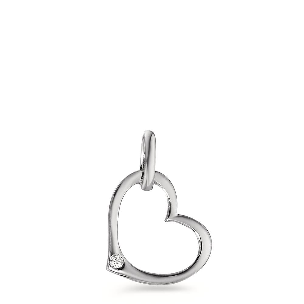 Medál 375/9 K fehér arany Gyémánt 0.01 ct, w-pi1 Szív Ø9 mm