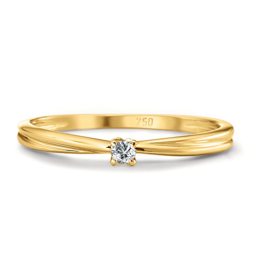 Szoliter gyűrű 750/18 K sárga arany Gyémánt 0.03 ct, w-si