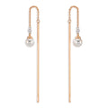 Áthúzós fülbevaló 750/18 K vörös arany Gyémánt 0.06 ct, 3 Kövek, tw-si [Akoya Perlen], 2 Gyöngyök, 4.5 mm