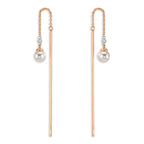 Áthúzós fülbevaló 750/18 K vörös arany Gyémánt 0.06 ct, 3 Kövek, tw-si [Akoya Perlen], 2 Gyöngyök, 4.5 mm
