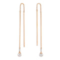 Áthúzós fülbevaló 750/18 K vörös arany Gyémánt 0.06 ct, 2 Kövek, tw-si [Akoya Perlen], 2 Gyöngyök, 4.5 mm