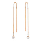 Áthúzós fülbevaló 750/18 K vörös arany Gyémánt 0.06 ct, 2 Kövek, tw-si [Akoya Perlen], 2 Gyöngyök, 4.5 mm