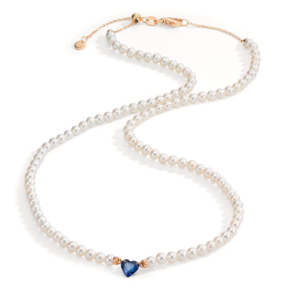 Nyakékek 750/18 K vörös arany Zafír 0.58 ct édesvízi tenyésztett gyöngy, 3.5 mm Szív 40-44 cm