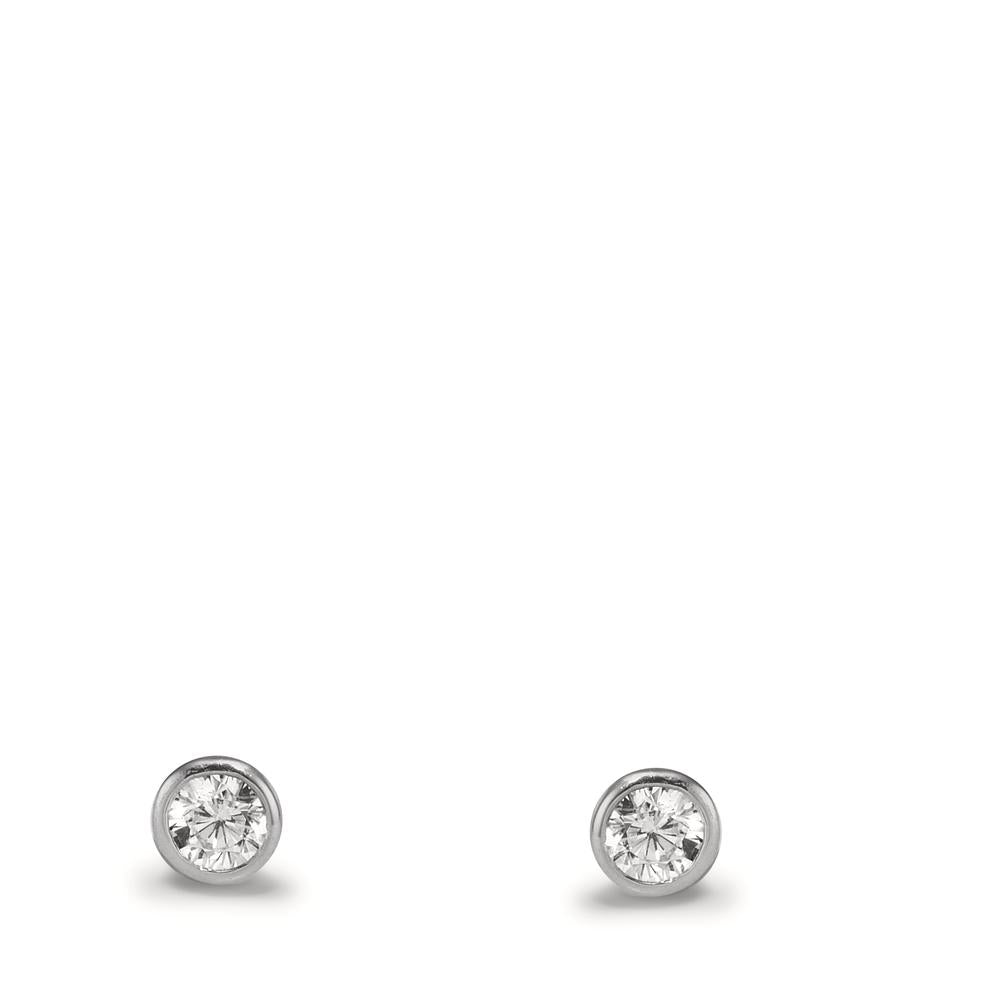 Fülbevaló 375/9 K fehér arany Cirkónia 2 Kövek Ø3.2 mm