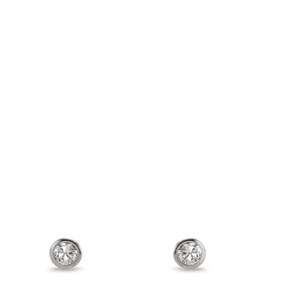Fülbevaló 375/9 K fehér arany Cirkónia 2 Kövek Ø3.5 mm