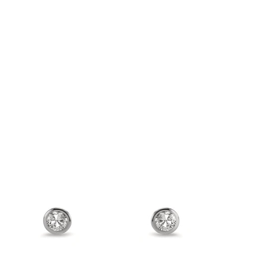 Fülbevaló 375/9 K fehér arany Cirkónia 2 Kövek Ø3.5 mm