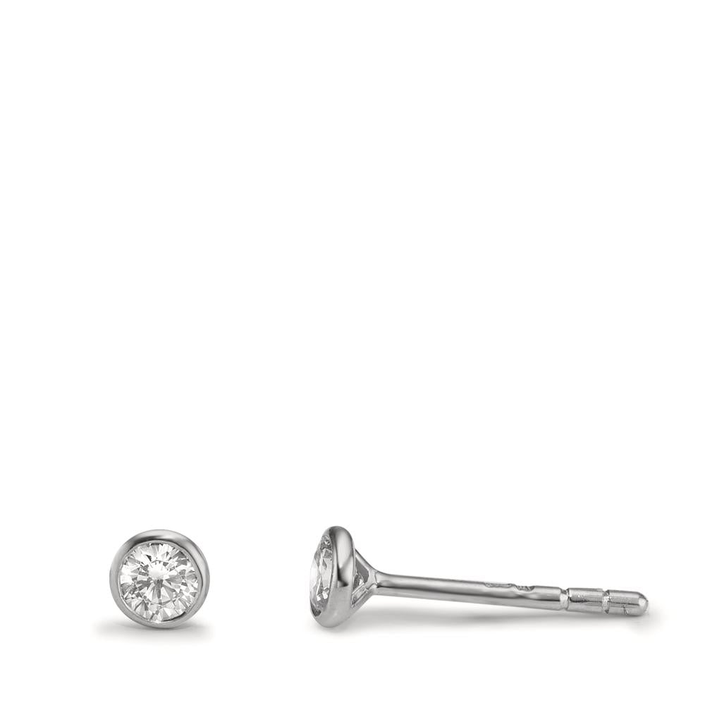 Fülbevaló 375/9 K fehér arany Cirkónia 2 Kövek Ø3.8 mm