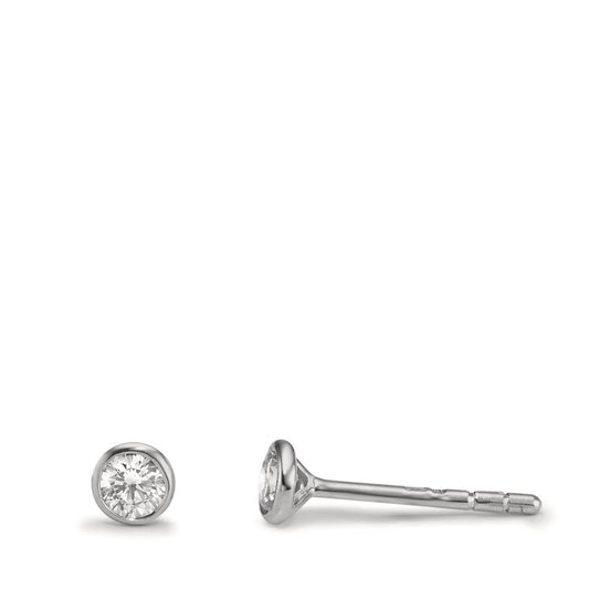 Fülbevaló 375/9 K fehér arany Cirkónia 2 Kövek Ø3.8 mm