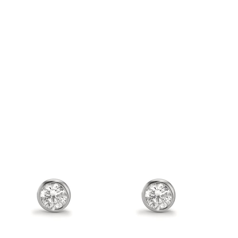 Fülbevaló 375/9 K fehér arany Cirkónia 2 Kövek Ø3.8 mm