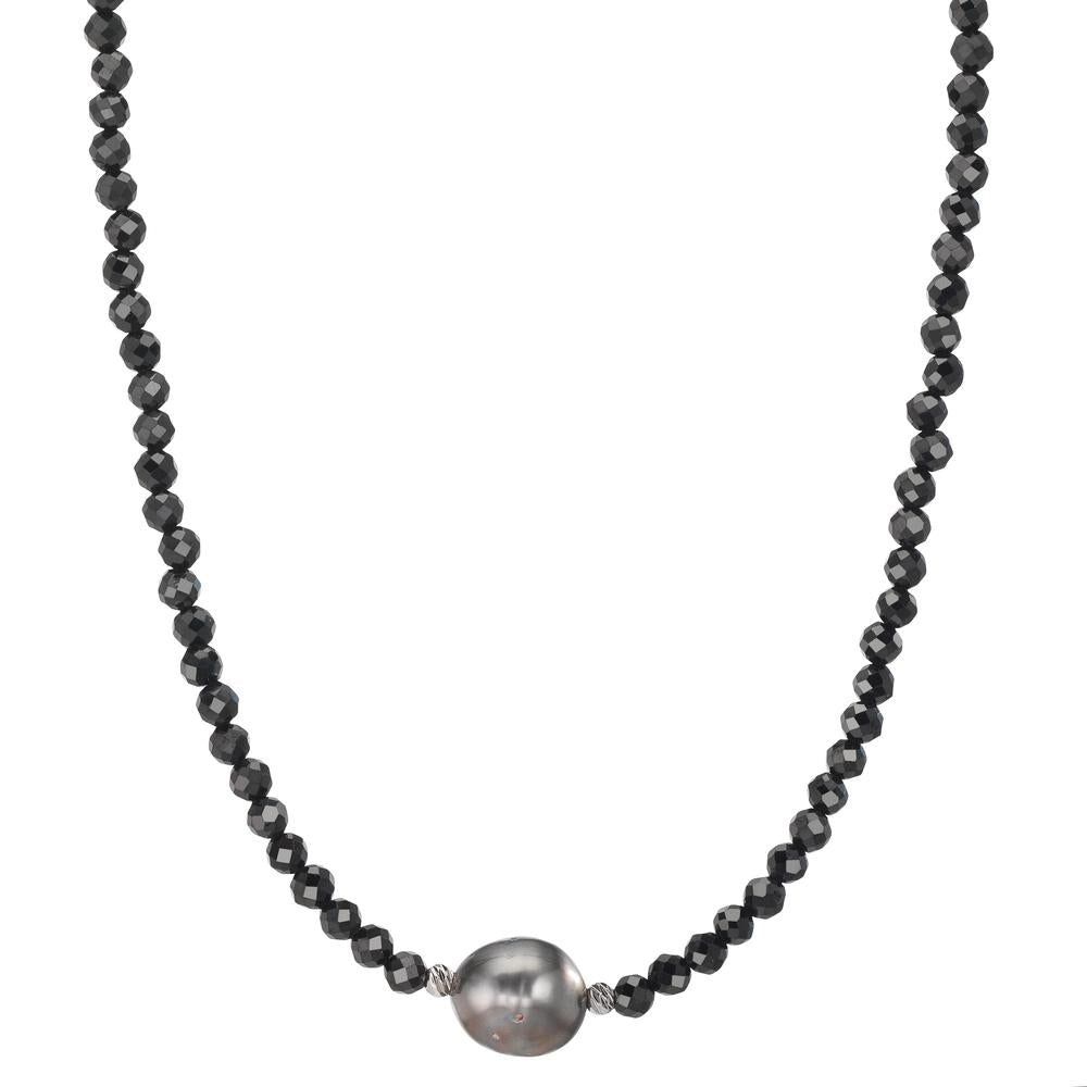 Nyakékek Rozsdamentes acél Spinell Fekete, 3 mm Tahiti gyöngy, 9.5 mm 43-47 cm
