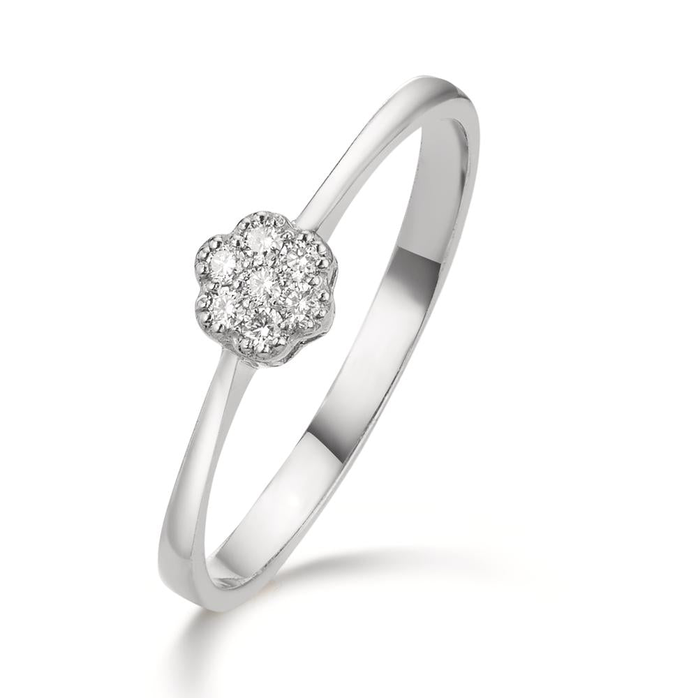 Gyűrű 750/18 K fehér arany Gyémánt 0.06 ct, 7 Kövek, w-si
