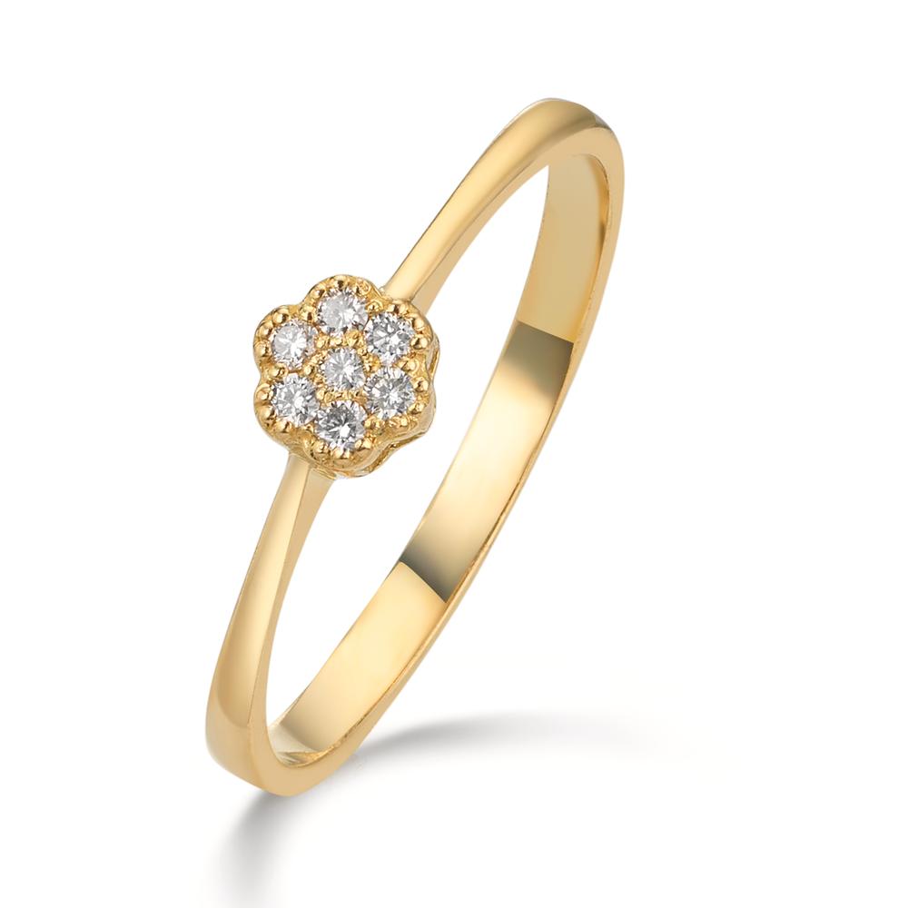 Gyűrű 750/18 K sárga arany Gyémánt 0.06 ct, 7 Kövek, w-si