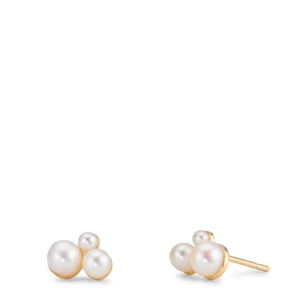 Fülbevaló 375/9 K sárga arany édesvízi tenyésztett gyöngy, 6 Gyöngyök 2-4 mm