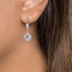 Függő fülbevaló antiallergén Cirkónia Fehér, 2 Kövek, 8 mm