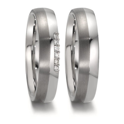 Partnergyűrű Rozsdamentes acél, Titán Gyémánt 0.09 ct, 6 Kövek, w-si