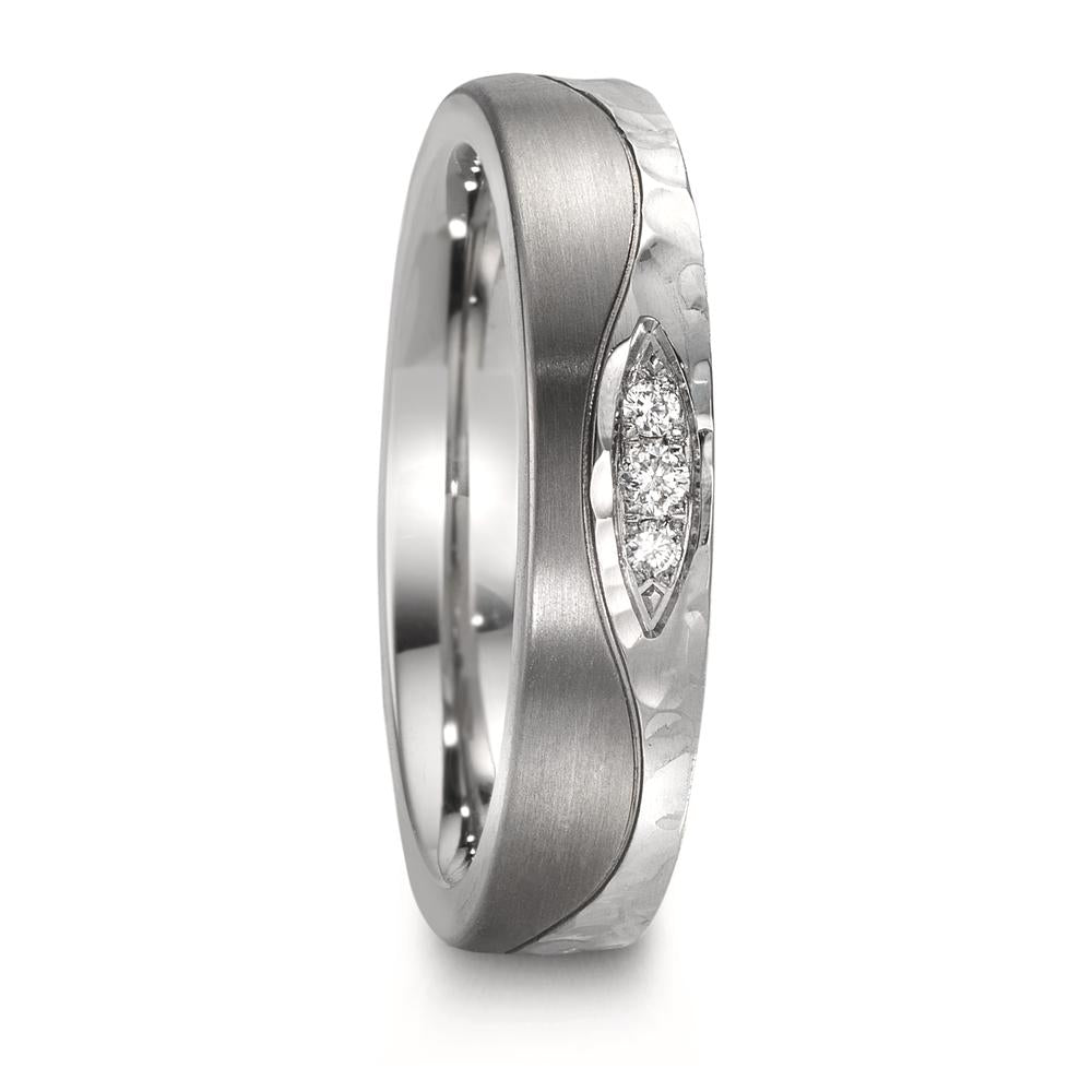 Partnergyűrű Rozsdamentes acél, Titán Gyémánt 0.045 ct, 3 Kövek, w-si