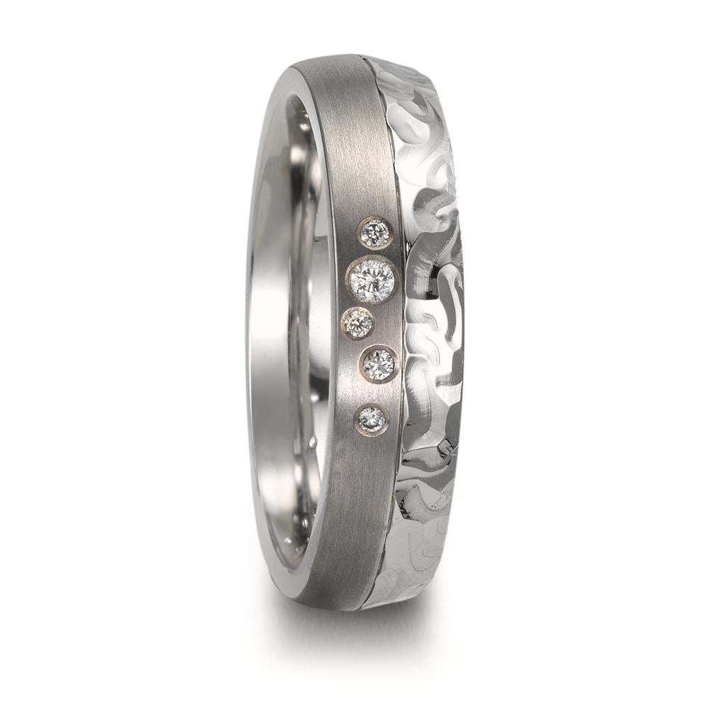 Partnergyűrű Rozsdamentes acél, Titán Gyémánt 0.05 ct, 5 Kövek, w-si