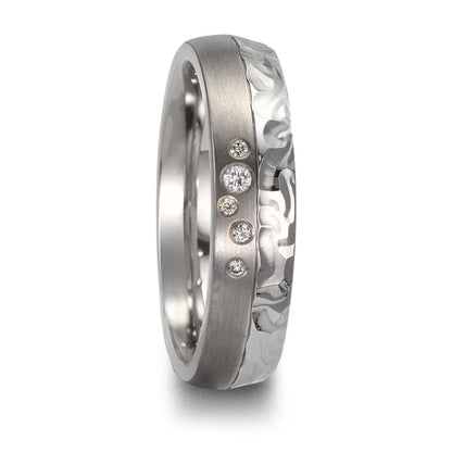 Partnergyűrű Rozsdamentes acél, Titán Gyémánt 0.05 ct, 5 Kövek, w-si