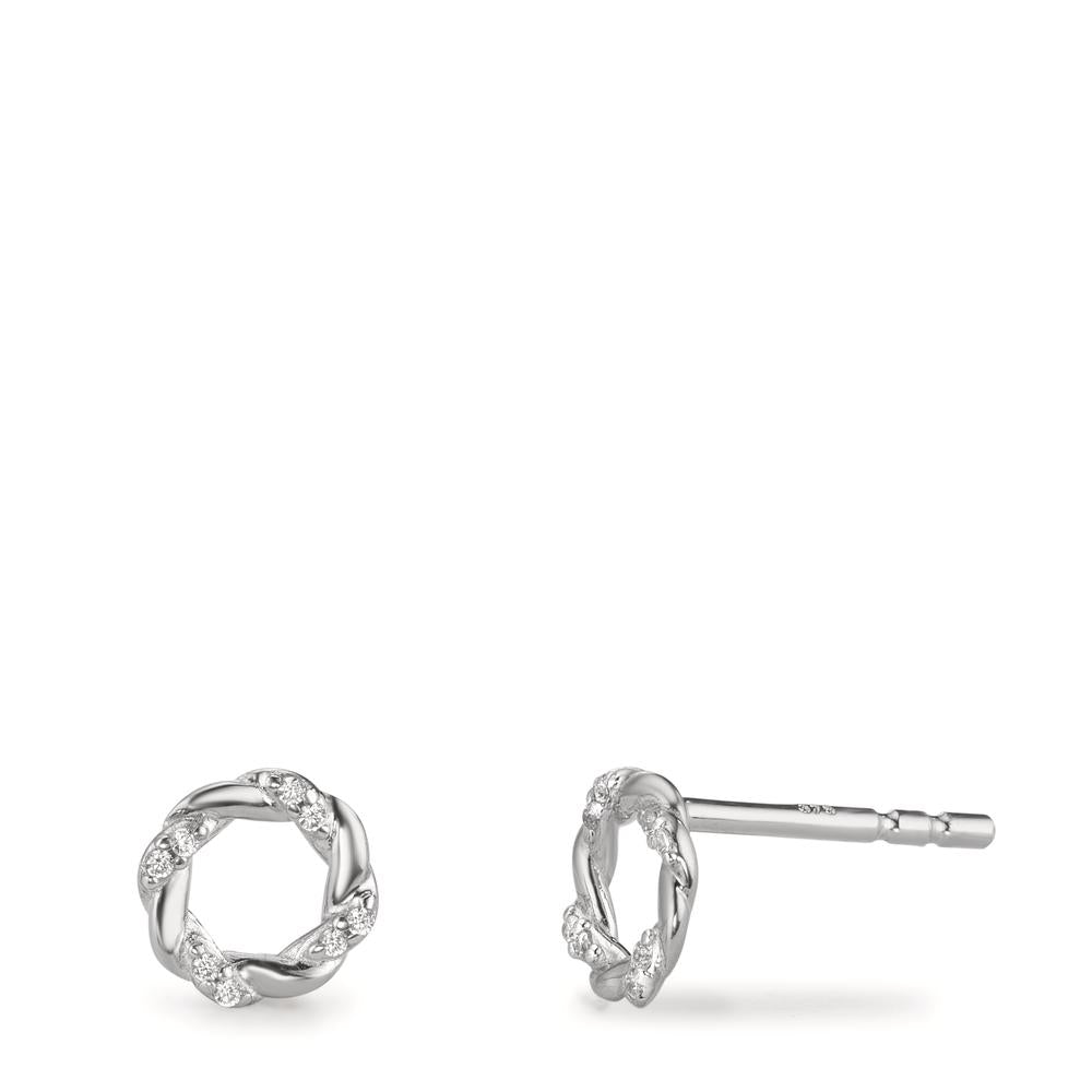 Fülbevaló Ezüst Cirkónia 16 Kövek ródiumozott Ø6.5 mm