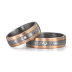 Partnergyűrű 999 tantál, 585/14 K rozé arany Gyémánt 0.02 ct, w-si