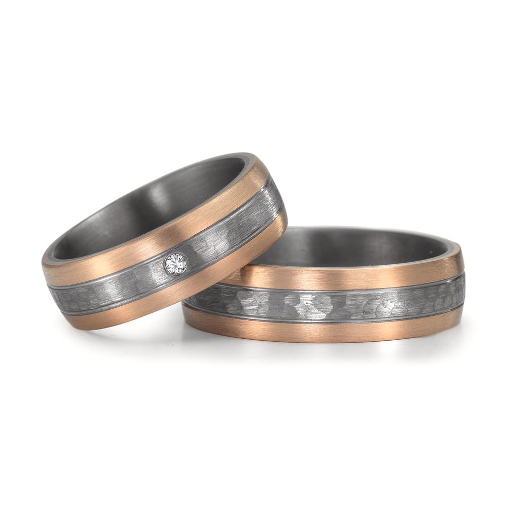Partnergyűrű 999 tantál, 585/14 K rozé arany Gyémánt 0.02 ct, w-si