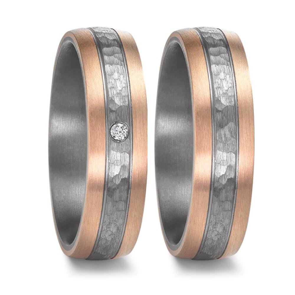 Partnergyűrű 999 tantál, 585/14 K rozé arany Gyémánt 0.02 ct, w-si