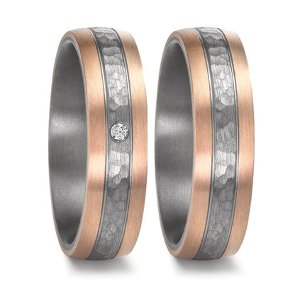 Partnergyűrű 999 tantál, 585/14 K rozé arany Gyémánt 0.02 ct, w-si