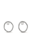Fülbevaló Ezüst édesvízi tenyésztett gyöngy Fehér, 2 Gyöngyök, 3 mm Ø11 mm