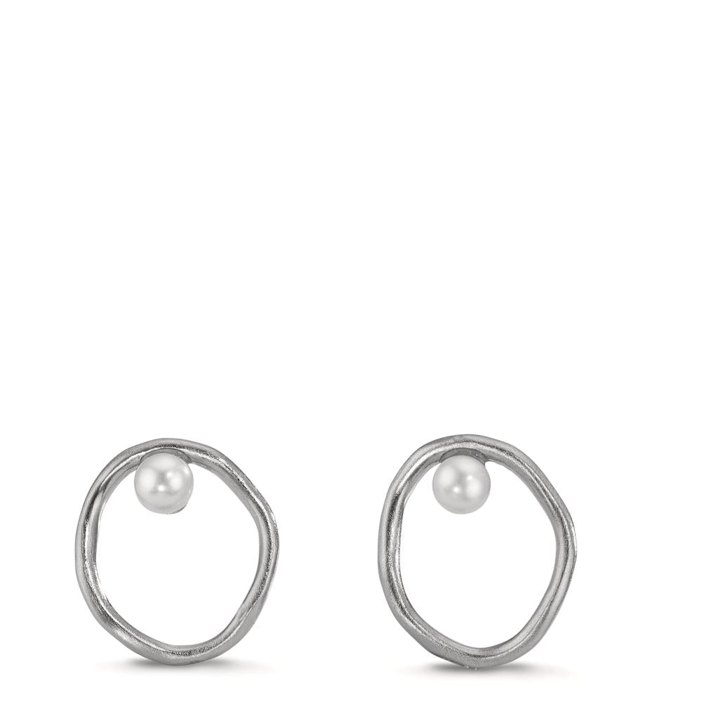 Fülbevaló Ezüst édesvízi tenyésztett gyöngy Fehér, 2 Gyöngyök, 3 mm Ø11 mm