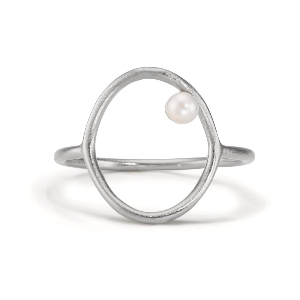 Gyűrű Ezüst édesvízi tenyésztett gyöngy Fehér, 3 mm Ø14 mm