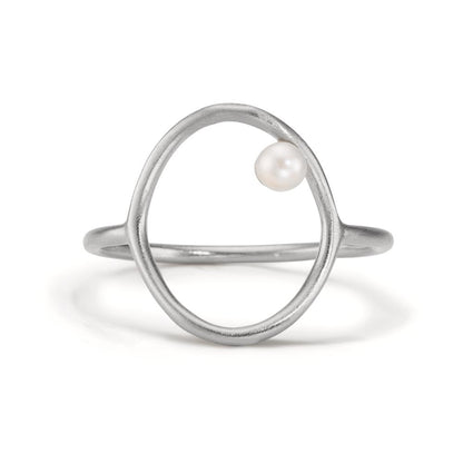 Gyűrű Ezüst édesvízi tenyésztett gyöngy Fehér, 3 mm Ø14 mm