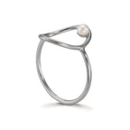 Gyűrű Ezüst édesvízi tenyésztett gyöngy Fehér, 3 mm Ø14 mm