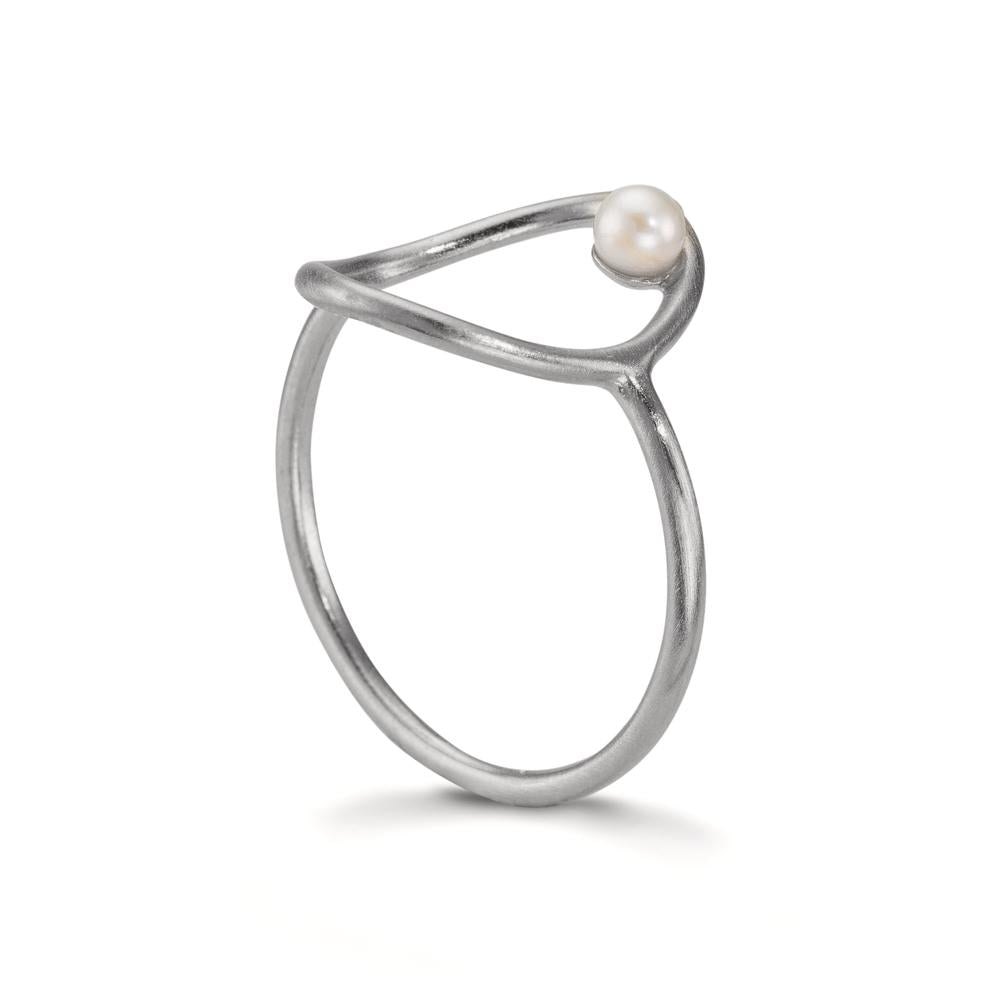 Gyűrű Ezüst édesvízi tenyésztett gyöngy Fehér, 3 mm Ø14 mm