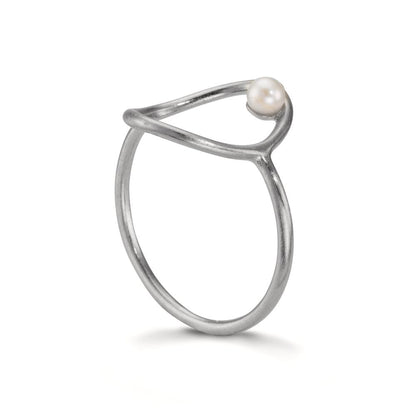 Gyűrű Ezüst édesvízi tenyésztett gyöngy Fehér, 3 mm Ø14 mm